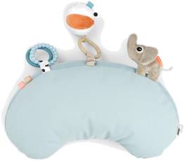 Magkudde i blått med två mjukdjur ovanpå