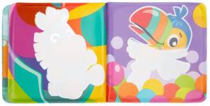 Magisk badbok för nyfödd med kanin och fågel på framsidan