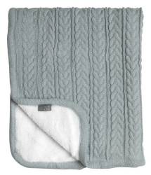 Mintgrön korallfleecefilt med mjuk yta och tydlig stickad textur