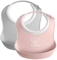 Grå och rosa haklappar i 2-pack för nyfödd