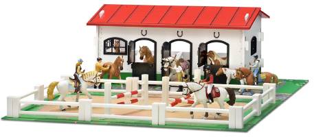 Stall med paddock — docka eller dockhus – perfekt för rollekar och fantasilek.