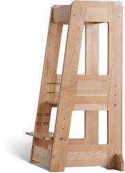 Natur Hjälpa-till-pall i ljust trä med stadiga breda steg, perfekt för en nyfiken 2-åring Natur Hjälpa-till-pall i ljust trä med stadiga breda steg, perfekt för en nyfiken 2-åring