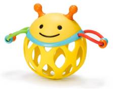 Gul rullskallra i bollform med glatt ansikte och bi-motiv