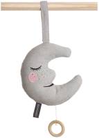 Mjuk speldosa i form av en måne med broderade ögon för dop och babyshower