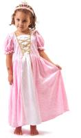 Rosa prinsessklänning som utklädningskläder för fantasifull 5-åring med tiara och vid kjol