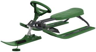 Grön snowracer med ratt och medar